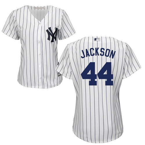 Yankees #44 Reggie Jackson White Strip Home Women's Stitched MLB Jersey Yankees #44 Reggie Jackson White Strip Home Women's Stitched MLB Jersey