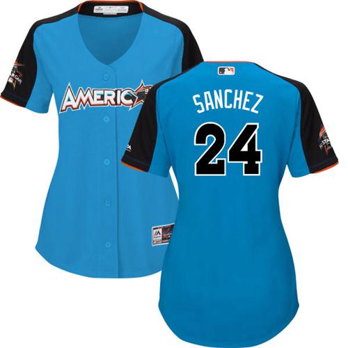 Yankees #24 Gary Sanchez Blue 2017 All-Star American League Women's Stitched MLB Jersey Yankees #24 Gary Sanchez Blue 2017 All-Star American League Women's Stitched MLB Jersey