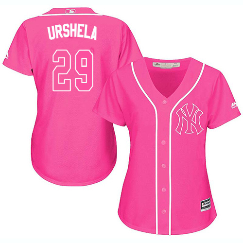 Yankees #29 Gio Urshela Pink Fashion Women's Stitched MLB Jersey