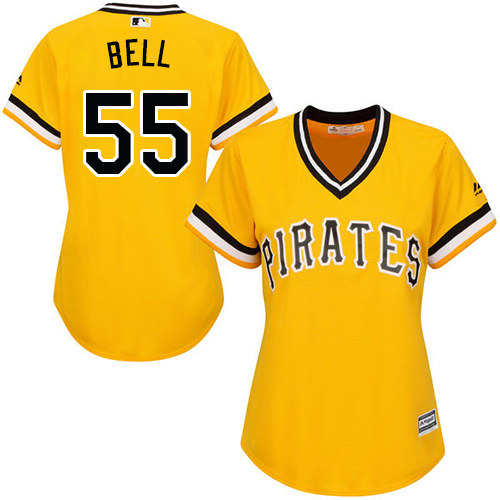 Pirates #55 Josh Bell Gold Alternate Women's Stitched MLB Jersey Pirates #55 Josh Bell Gold Alternate Women's Stitched MLB Jersey