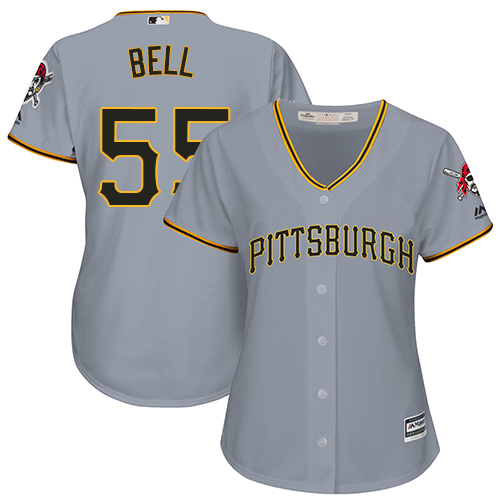 Pirates #55 Josh Bell Grey Road Women's Stitched MLB Jersey Pirates #55 Josh Bell Grey Road Women's Stitched MLB Jersey