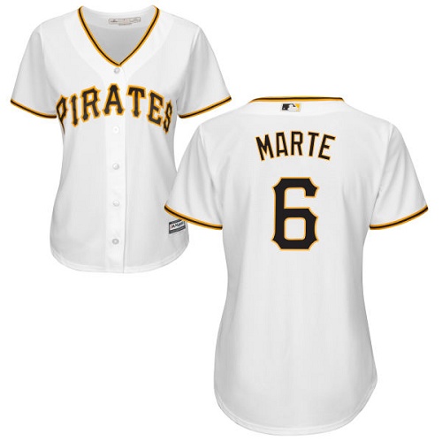 Pirates #6 Starling Marte White Home Women's Stitched MLB Jersey Pirates #6 Starling Marte White Home Women's Stitched MLB Jersey