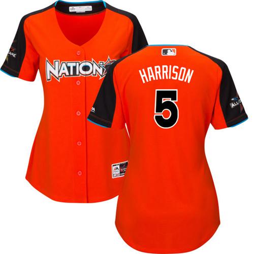 Pirates #5 Josh Harrison Orange 2017 All-Star National League Women's Stitched MLB Jersey Pirates #5 Josh Harrison Orange 2017 All-Star National League Women's Stitched MLB Jersey
