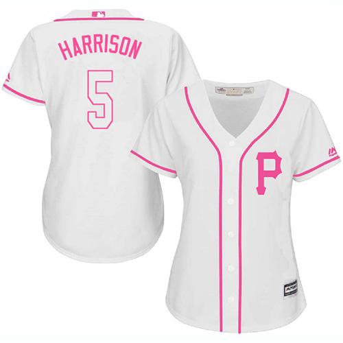Pirates #5 Josh Harrison White/Pink Fashion Women's Stitched MLB Jersey Pirates #5 Josh Harrison White/Pink Fashion Women's Stitched MLB Jersey