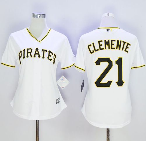 Pirates #21 Roberto Clemente White Women's Home Stitched MLB Jersey Pirates #21 Roberto Clemente White Women's Home Stitched MLB Jersey