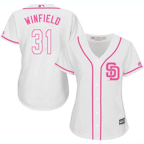 Padres #31 Dave Winfield White/Pink Fashion Women's Stitched MLB Jersey Padres #31 Dave Winfield White/Pink Fashion Women's Stitched MLB Jersey