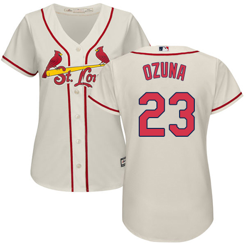 Cardinals #23 Marcell Ozuna Cream Alternate Women's Stitched MLB Jersey Cardinals #23 Marcell Ozuna Cream Alternate Women's Stitched MLB Jersey