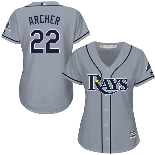 Rays #22 Chris Archer Grey Road Women's Stitched MLB Jersey Rays #22 Chris Archer Grey Road Women's Stitched MLB Jersey
