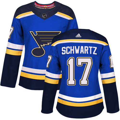 Adidas Blues #17 Jaden Schwartz Blue Home Authentic Women's Stitched NHL Jersey Adidas Blues #17 Jaden Schwartz Blue Home Authentic Women's Stitched NHL Jersey