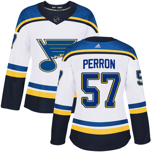 Adidas Blues #57 David Perron White Road Authentic Women's Stitched NHL Jersey Adidas Blues #57 David Perron White Road Authentic Women's Stitched NHL Jersey