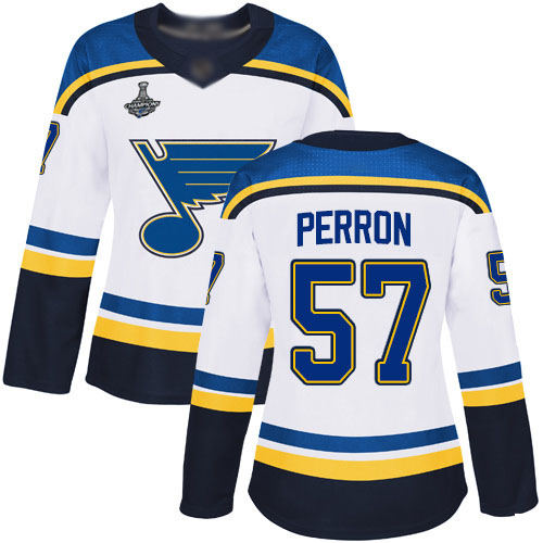 Adidas Blues #57 David Perron White Road Authentic Stanley Cup Champions Women's Stitched NHL Jersey Adidas Blues #57 David Perron White Road Authentic Stanley Cup Champions Women's Stitched NHL Jersey