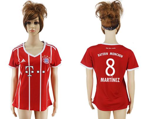 Women's Bayern Munchen #8 Martinez Home Soccer Club Jersey Women's Bayern Munchen #8 Martinez Home Soccer Club Jersey