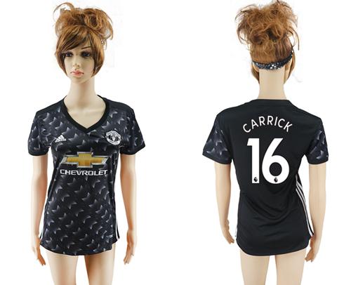Women's Manchester United #16 Carrick Away Soccer Club Jersey Women's Manchester United #16 Carrick Away Soccer Club Jersey