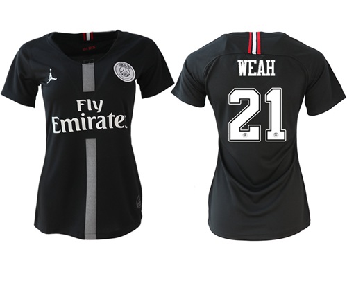 Women's Jordan Paris Saint-Germain #21 Weah Home Soccer Club Jersey