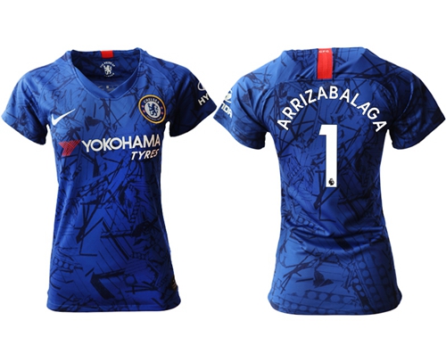 Women's Chelsea #1 Arrizabalaga Home Soccer Club Jersey