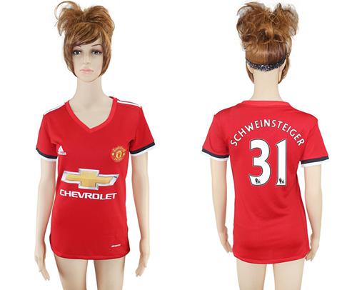 Women's Manchester United #31 Schweinsteiger Red Home Soccer Club Jersey Women's Manchester United #31 Schweinsteiger Red Home Soccer Club Jersey