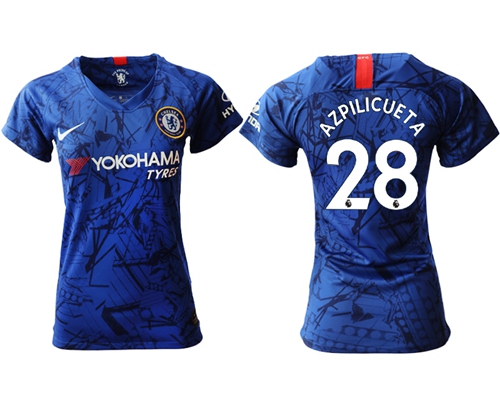 Women's Chelsea #28 Azpilicueta Home Soccer Club Jersey