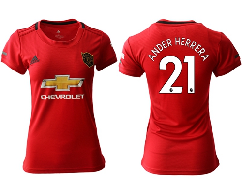 Women's Manchester United #21 Ander Herrera Red Home Soccer Club Jersey