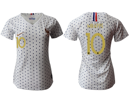 Women's France #10 Mbappe Away Soccer Country Jersey Women's France #10 Mbappe Away Soccer Country Jersey