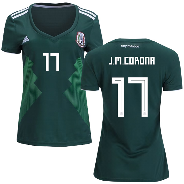 Women's Mexico #17 J.M.Corona Home Soccer Country Jersey Women's Mexico #17 J.M.Corona Home Soccer Country Jersey