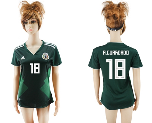 Women's Mexico #18 A.Guardado Home Soccer Country Jersey Women's Mexico #18 A.Guardado Home Soccer Country Jersey