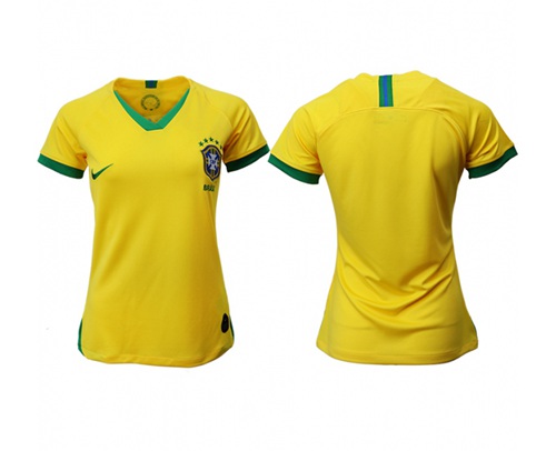 Women's Brazil Blank Home Soccer Country Jersey Women's Brazil Blank Home Soccer Country Jersey