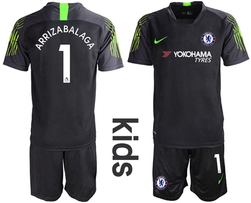 Chelsea #1 Arrizabalaga Black Goalkeeper Kid Soccer Club Jersey Chelsea #1 Arrizabalaga Black Goalkeeper Kid Soccer Club Jersey