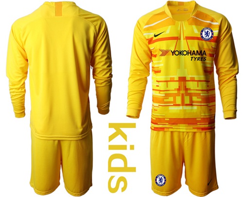Chelsea Blank Yellow Goalkeeper Long Sleeves Kid Soccer Club Jersey Chelsea Blank Yellow Goalkeeper Long Sleeves Kid Soccer Club Jersey