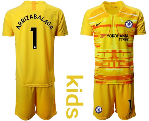 Chelsea #1 Arrizabalaga Yellow Goalkeeper Kid Soccer Club Jersey Chelsea #1 Arrizabalaga Yellow Goalkeeper Kid Soccer Club Jersey