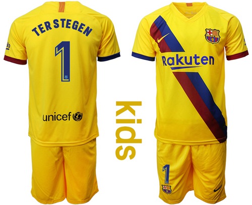 Barcelona #1 Ter Stegen Away Kid Soccer Club Jersey Barcelona #1 Ter Stegen Away Kid Soccer Club Jersey