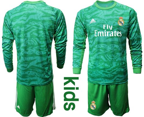 Real Madrid Blank Green Goalkeeper Long Sleeves Kid Soccer Club Jersey Real Madrid Blank Green Goalkeeper Long Sleeves Kid Soccer Club Jersey