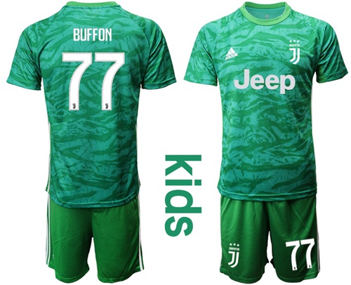 Juventus #77 Buffon Green Goalkeeper Kid Soccer Club Jersey Juventus #77 Buffon Green Goalkeeper Kid Soccer Club Jersey