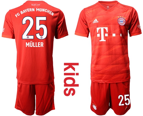 Bayern Munchen #25 Muller Home Kid Soccer Club Jersey Bayern Munchen #25 Muller Home Kid Soccer Club Jersey