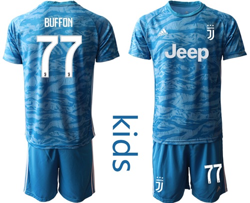 Juventus #77 Buffon Light Blue Goalkeeper Kid Soccer Club Jersey Juventus #77 Buffon Light Blue Goalkeeper Kid Soccer Club Jersey