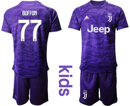 Juventus #77 Buffon Purple Goalkeeper Kid Soccer Club Jersey Juventus #77 Buffon Purple Goalkeeper Kid Soccer Club Jersey