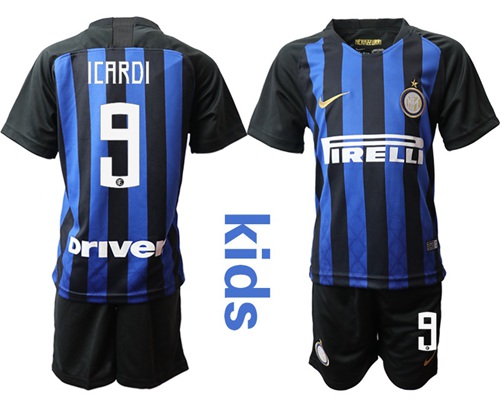 Inter Milan #9 Icardi Home Kid Soccer Club Jersey Inter Milan #9 Icardi Home Kid Soccer Club Jersey