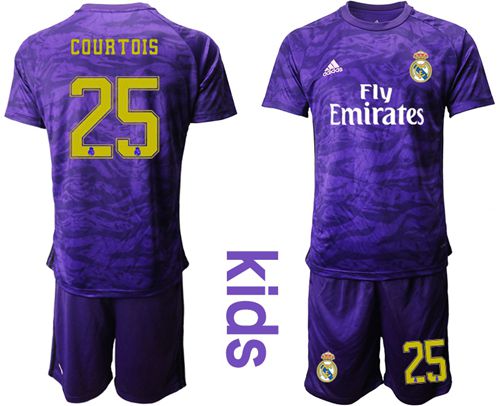 Real Madrid #25 Courtois Purple Goalkeeper Kid Soccer Club Jersey Real Madrid #25 Courtois Purple Goalkeeper Kid Soccer Club Jersey