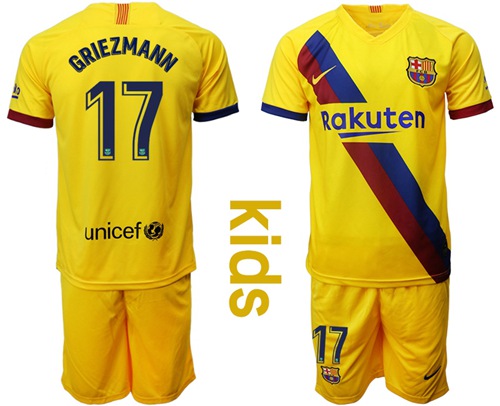 Barcelona #17 Griezmann Away Kid Soccer Club Jersey Barcelona #17 Griezmann Away Kid Soccer Club Jersey