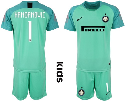 Inter Milan #1 Handanovic Green Goalkeeper Kid Soccer Club Jersey Inter Milan #1 Handanovic Green Goalkeeper Kid Soccer Club Jersey