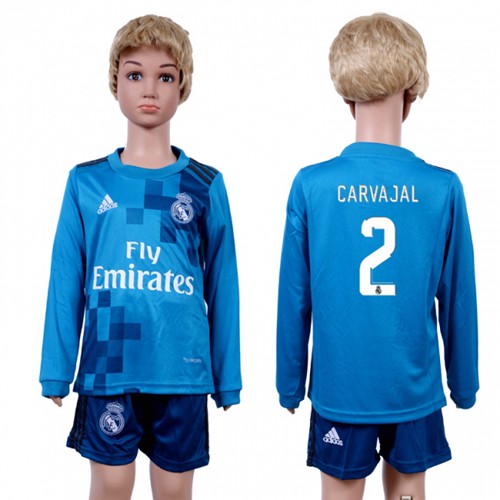 Real Madrid #2 Carvajal Sec Away Long Sleeves Kid Soccer Club Jersey Real Madrid #2 Carvajal Sec Away Long Sleeves Kid Soccer Club Jersey