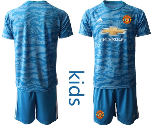 Manchester United Blank Light Blue Goalkeeper Kid Soccer Club Jersey Manchester United Blank Light Blue Goalkeeper Kid Soccer Club Jersey