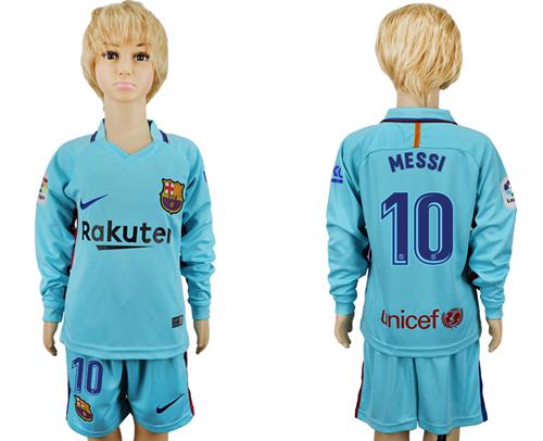 Barcelona #10 Messi Away Long Sleeves Kid Soccer Club Jersey Barcelona #10 Messi Away Long Sleeves Kid Soccer Club Jersey