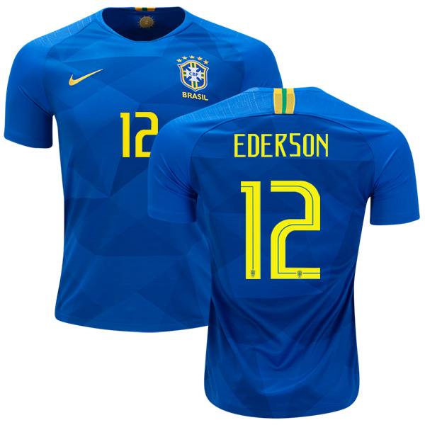 Brazil #12 Ederson Away Kid Soccer Country Jersey Brazil #12 Ederson Away Kid Soccer Country Jersey