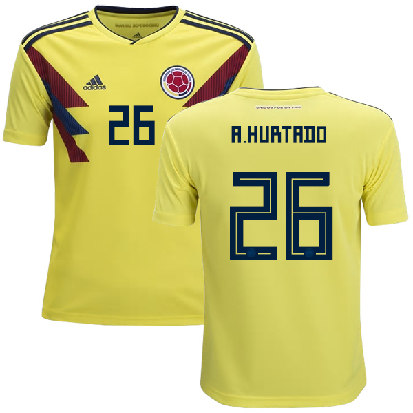 Colombia #26 A. Hurtado Home Kid Soccer Country Jersey Colombia #26 A. Hurtado Home Kid Soccer Country Jersey