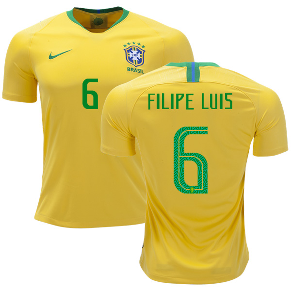 Brazil #6 Filipe Luis Home Kid Soccer Country Jersey Brazil #6 Filipe Luis Home Kid Soccer Country Jersey