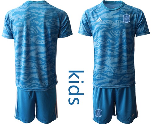 Spain Blank Blue Goalkeeper Kid Soccer Country Jersey Spain Blank Blue Goalkeeper Kid Soccer Country Jersey