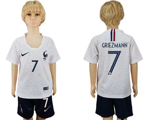 France #7 Griezmann Away Kid Soccer Country Jersey France #7 Griezmann Away Kid Soccer Country Jersey