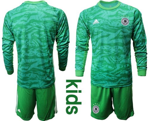 Germany Blank Green Goalkeeper Long Sleeves Kid Soccer Country Jersey