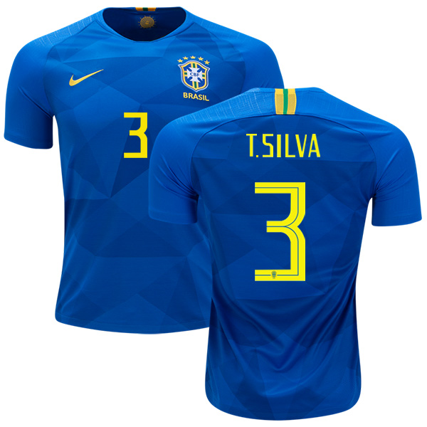 Brazil #3 T.Silva Away Kid Soccer Country Jersey Brazil #3 T.Silva Away Kid Soccer Country Jersey