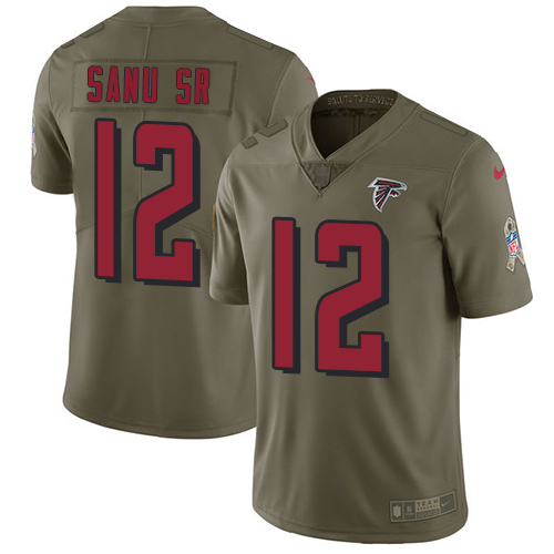 Nike Falcons #12 Mohamed Sanu Sr Olive Youth Stitched NFL Limited 2017 Salute to Service Jersey Nike Falcons #12 Mohamed Sanu Sr Olive Youth Stitched NFL Limited 2017 Salute to Service Jersey